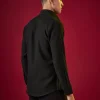 Black Viscose Resham Embroidered Mens Shirt
