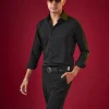 Black Minimal Occasion Shirt for Men
