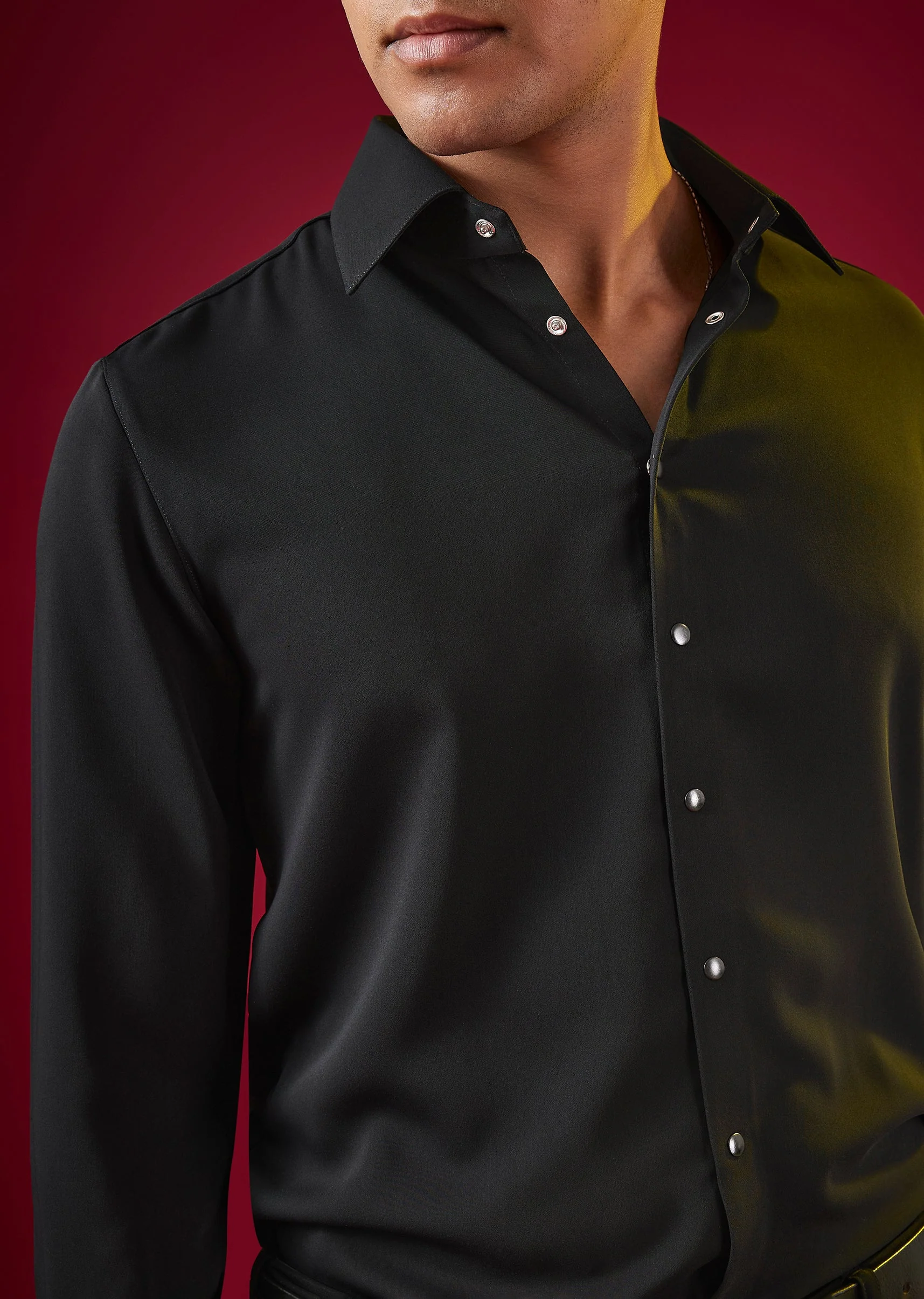 Black Minimal Occasion Shirt for Men