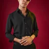 Black Minimal Occasion Shirt for Men