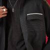 Black Viscose Mandarin Collar Solid Mens Shirt