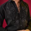 Black Thread Embroidered Mens Shirt