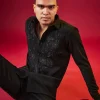 Black Thread Embroidered Mens Shirt
