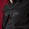 Black Viscose Thread Embroidered Mens Shirt