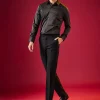 Black Thread Embellished Mens Shirt