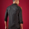 Black Thread And Resham Embroidered Mens Shirt