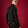 Black Viscose Cutdana Embroidered Mens Shirt