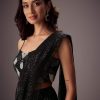 Black Shimmer Saree With Richly Hand Embroidered Blouse