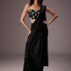 Black Shimmer Saree With Richly Hand Embroidered Blouse