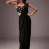 Black Shimmer Saree With Richly Hand Embroidered Blouse