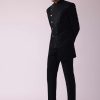 Black Fusion Jodhpuri Suit With Intricate Embroidery