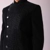 Black Fusion Jodhpuri Suit With Intricate Embroidery