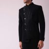 Black Fusion Jodhpuri Suit With Intricate Embroidery