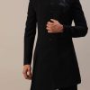 Black Indowestern In Suiting Fabric With Cut Dana Embroidery