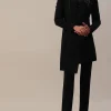 Black Indowestern In Suiting Fabric With Cut Dana Embroidery