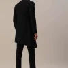 Black Indowestern In Suiting Fabric With Cut Dana Embroidery