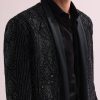 Black Indo Western Lapel Jacket With Shirt And Pant