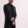 Black Indo Western Lapel Jacket With Shirt And Pant