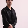 Black Indo Western Lapel Jacket With Shirt And Pant