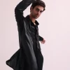 Black Indo Western Lapel Jacket With Shirt And Pant