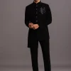 Black Zardosi Embroidered Indowestern Trouser Suit