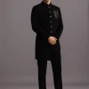 Black Zardosi Embroidered Indowestern Trouser Suit