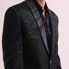 Black Lapel Hand Embroidered Tuxedo With Shirt And Pants