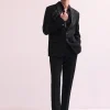 Black Lapel Hand Embroidered Tuxedo With Shirt And Pants