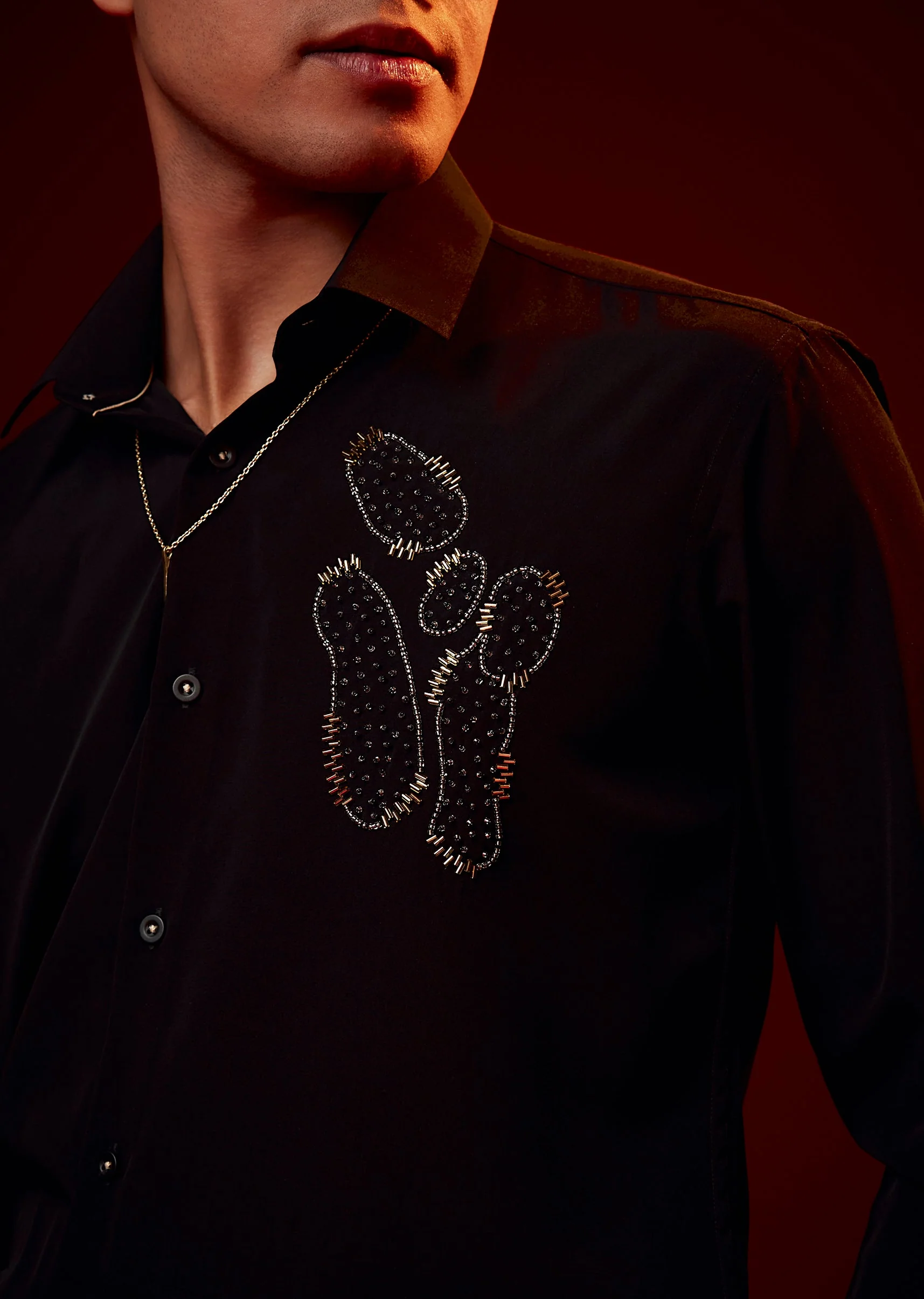 Black Embellished Festive Shirt