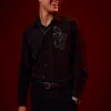 Black Embellished Festive Shirt