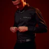 Black Embroidered Silk Blend Mandarin Collar Shirt