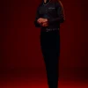 Black Embroidered Silk Blend Mandarin Collar Shirt