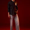 Black Embroidered Silk Blend Festive Shirt