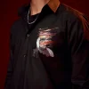 Black Embroidered Silk Blend Festive Shirt