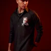 Black Embroidered Silk Blend Festive Shirt