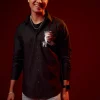 Black Embroidered Silk Blend Festive Shirt