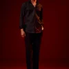 Black Cut Dana Embroidered Party Shirt