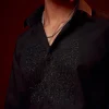 Black Cut Dana Embroidered Party Shirt