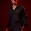 Black Cut Dana Embroidered Party Shirt