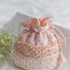 Peach Cotton Potli With Embroidery