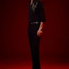 Black Embellished Polyester Party Shirt