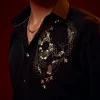 Black Embellished Polyester Party Shirt
