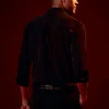 Black Embellished Polyester Party Shirt