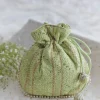Green Cotton Potli With Embroidery