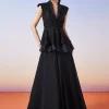 Black Organza Peplum Jacket Crop Skirt Lehenga