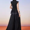 Black Organza Peplum Jacket Crop Skirt Lehenga