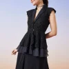 Black Organza Peplum Jacket Crop Skirt Lehenga