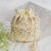 Yellow Cotton Potli With Embroidery And Mirror Work