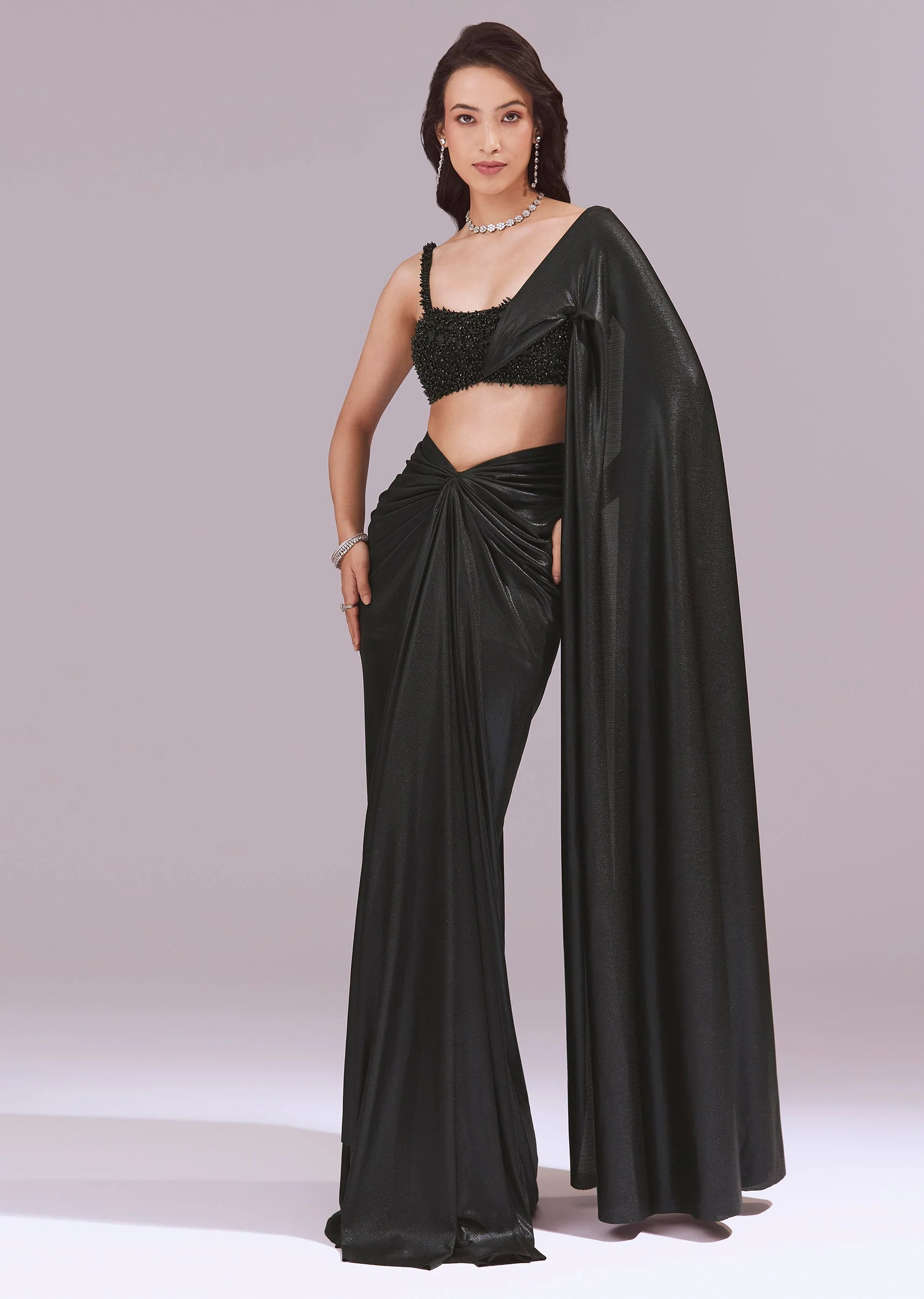 4245-black-draped-crop-top-and-skirt-set-1.webp Black Draped Crop Top And Skirt Set