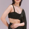 Black Draped Crop Top And Skirt Set